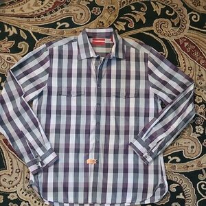 Alfani Men's Purple and Gray Plaid Shirt